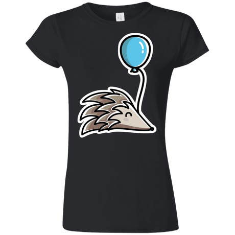 T-Shirts Black / S Kawaii Hedgehog with Balloon Junior Slimmer-Fit T-Shirt