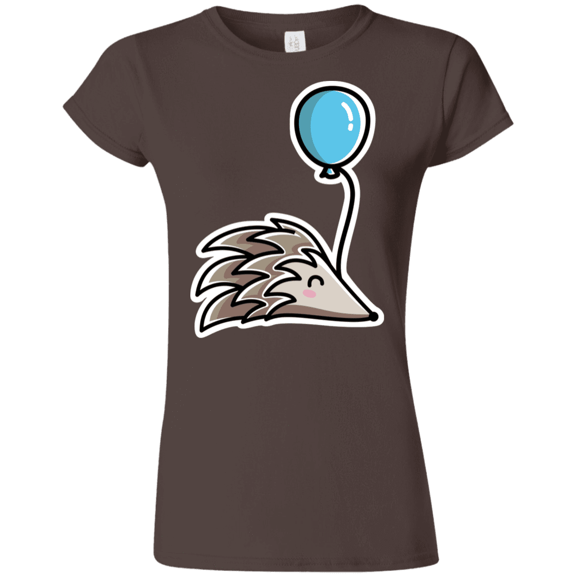 T-Shirts Dark Chocolate / S Kawaii Hedgehog with Balloon Junior Slimmer-Fit T-Shirt