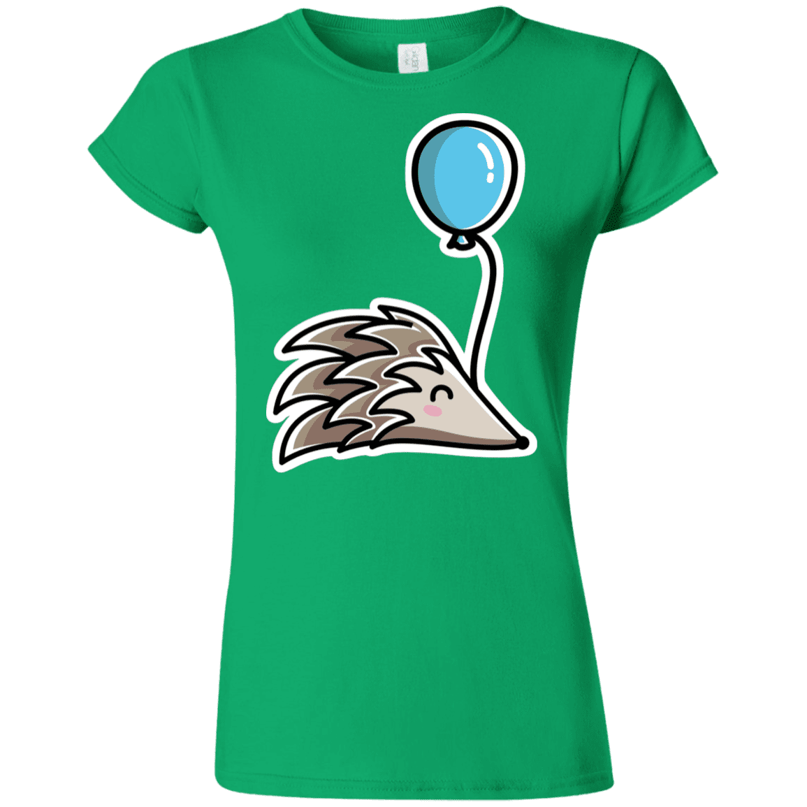 T-Shirts Irish Green / S Kawaii Hedgehog with Balloon Junior Slimmer-Fit T-Shirt