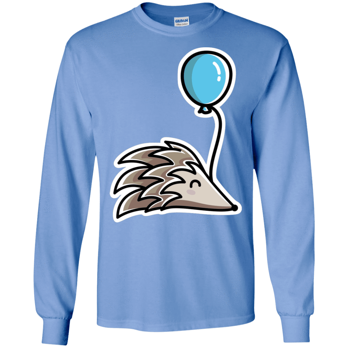 T-Shirts Carolina Blue / S Kawaii Hedgehog with Balloon Men's Long Sleeve T-Shirt