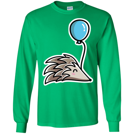 T-Shirts Irish Green / S Kawaii Hedgehog with Balloon Men's Long Sleeve T-Shirt