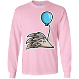 T-Shirts Light Pink / S Kawaii Hedgehog with Balloon Men's Long Sleeve T-Shirt