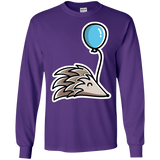 T-Shirts Purple / S Kawaii Hedgehog with Balloon Men's Long Sleeve T-Shirt