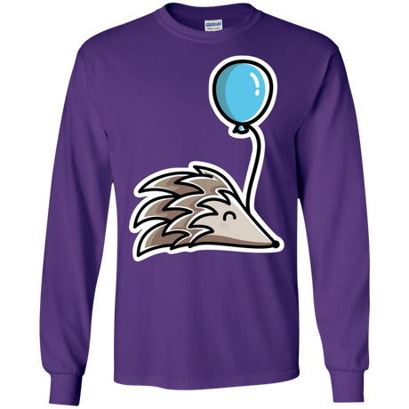 T-Shirts Purple / S Kawaii Hedgehog with Balloon Men's Long Sleeve T-Shirt