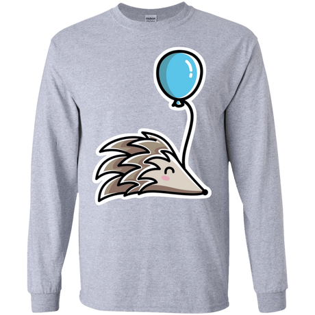 T-Shirts Sport Grey / S Kawaii Hedgehog with Balloon Men's Long Sleeve T-Shirt