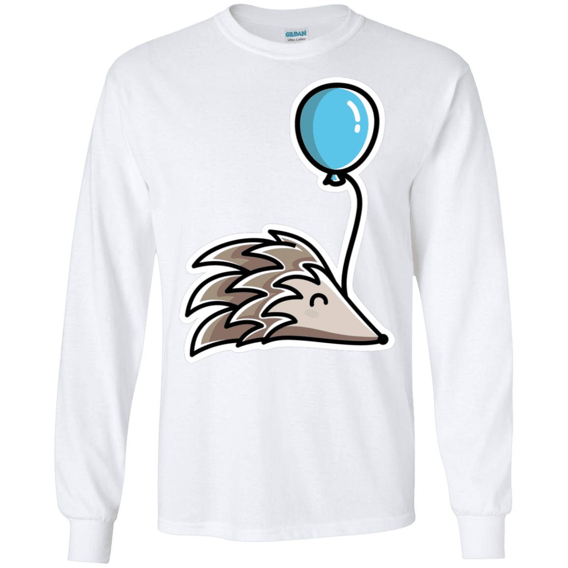 T-Shirts White / S Kawaii Hedgehog with Balloon Men's Long Sleeve T-Shirt