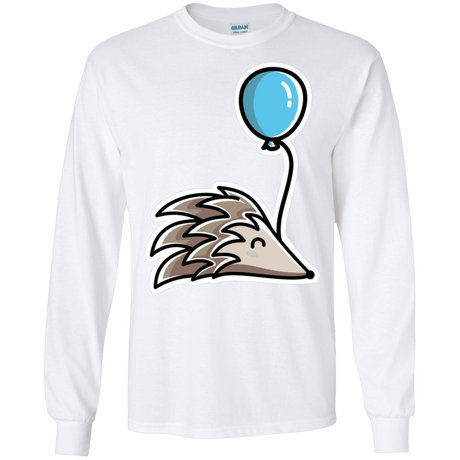 T-Shirts White / S Kawaii Hedgehog with Balloon Men's Long Sleeve T-Shirt