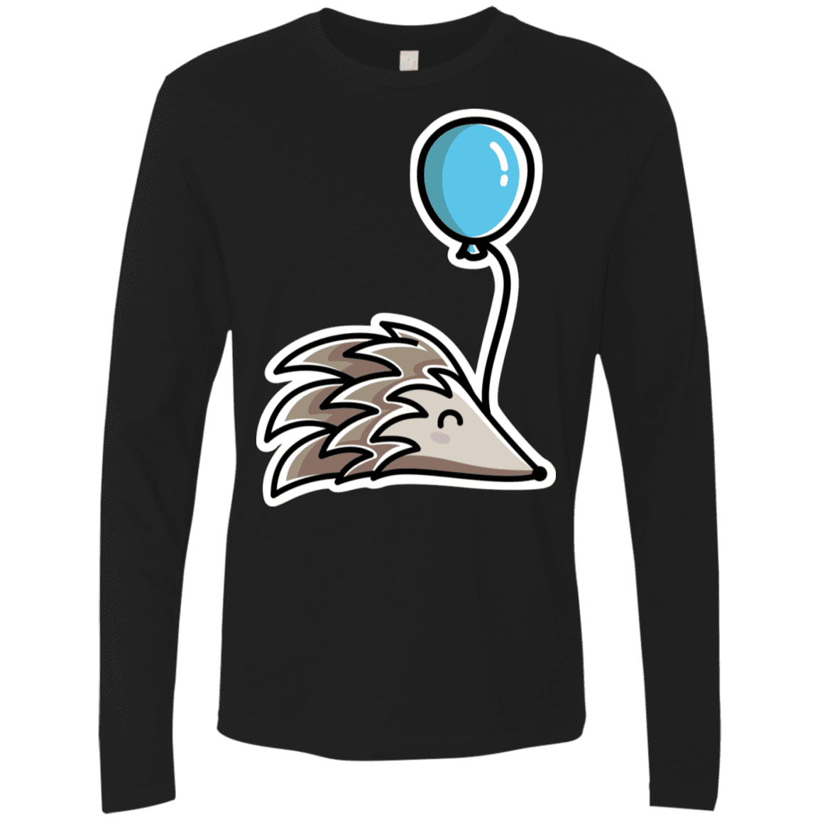 T-Shirts Black / S Kawaii Hedgehog with Balloon Men's Premium Long Sleeve