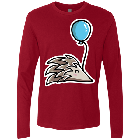 T-Shirts Cardinal / S Kawaii Hedgehog with Balloon Men's Premium Long Sleeve