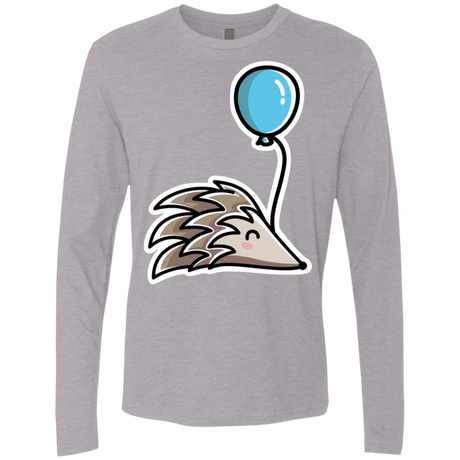 T-Shirts Heather Grey / S Kawaii Hedgehog with Balloon Men's Premium Long Sleeve