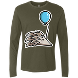 T-Shirts Military Green / S Kawaii Hedgehog with Balloon Men's Premium Long Sleeve