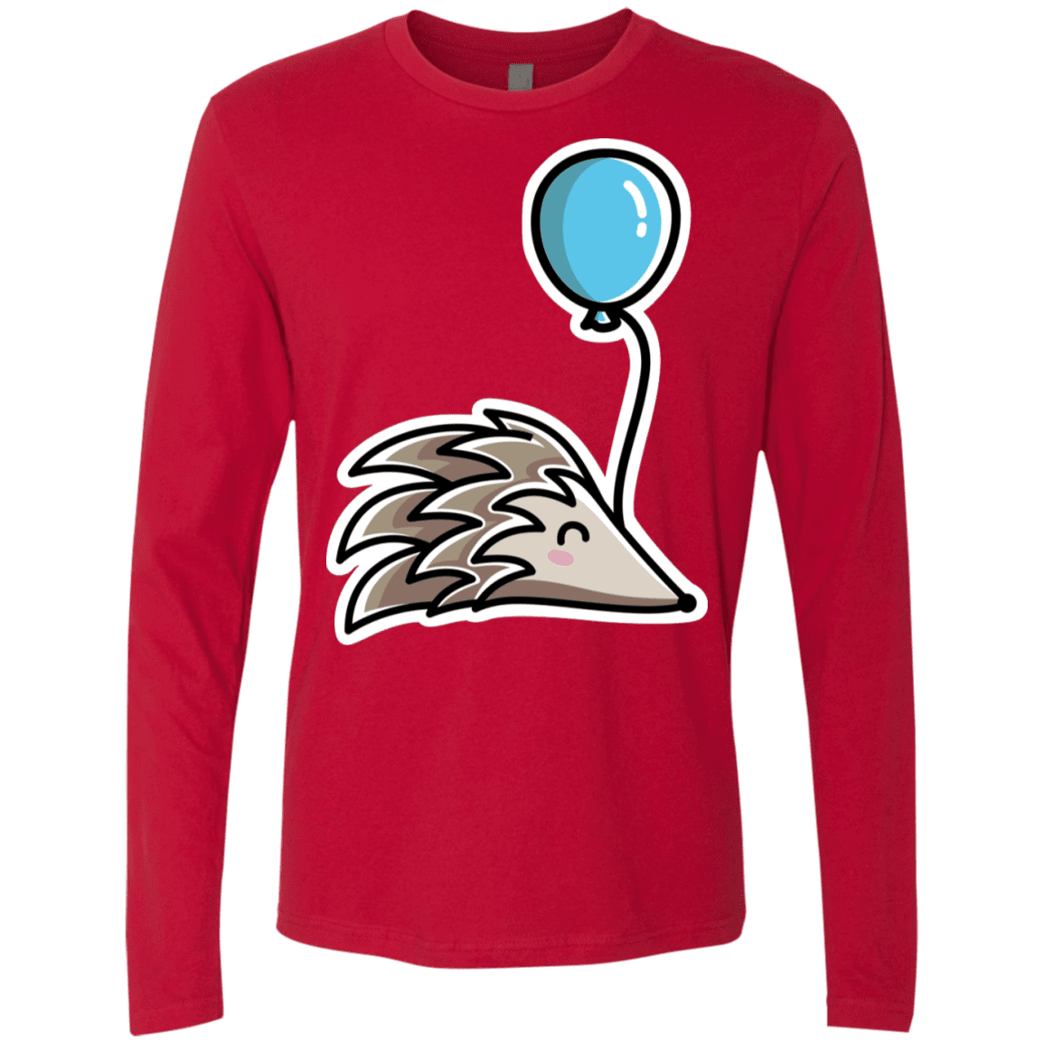 T-Shirts Red / S Kawaii Hedgehog with Balloon Men's Premium Long Sleeve