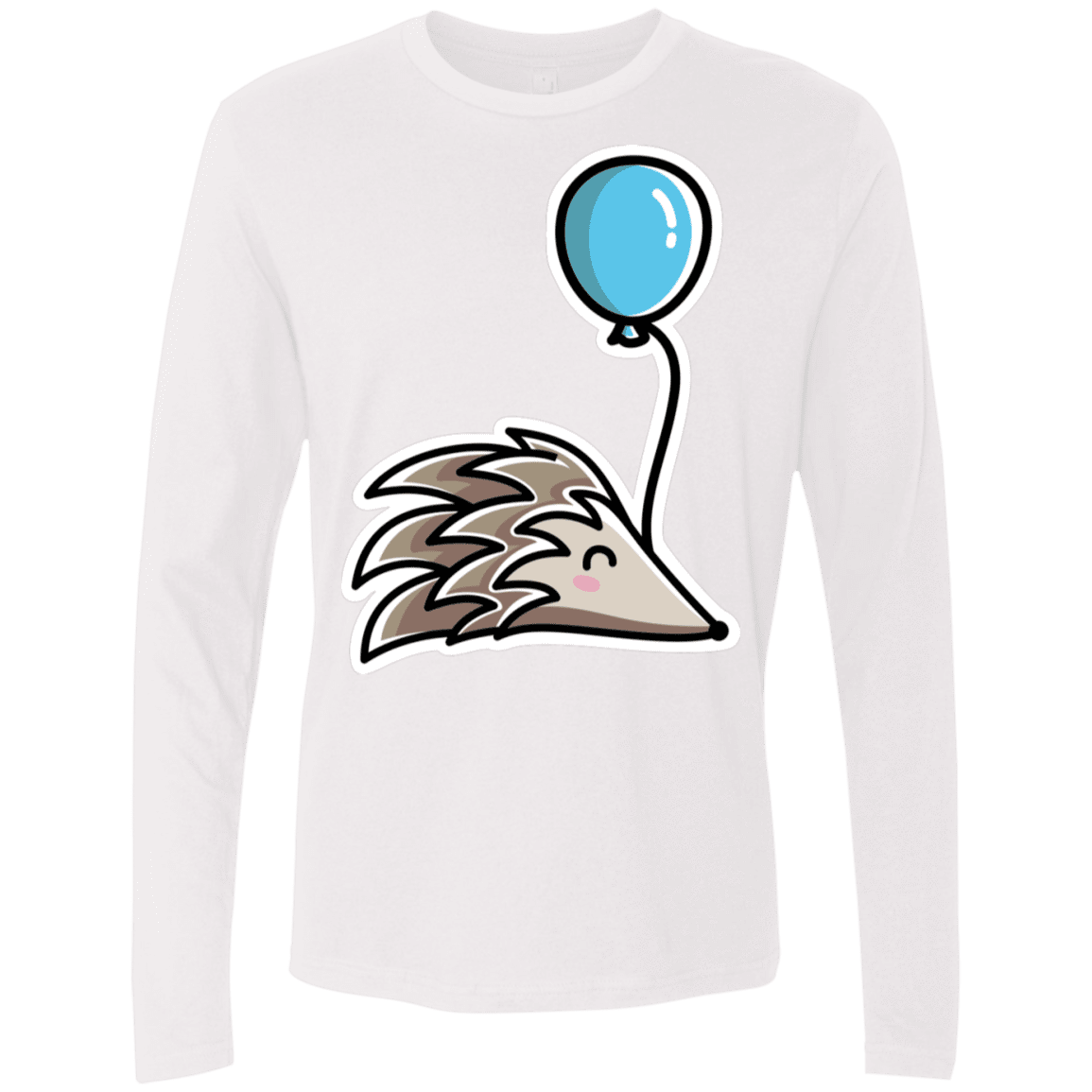 T-Shirts White / S Kawaii Hedgehog with Balloon Men's Premium Long Sleeve