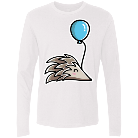 T-Shirts White / S Kawaii Hedgehog with Balloon Men's Premium Long Sleeve