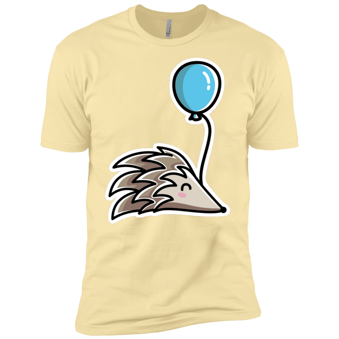 T-Shirts Banana Cream / X-Small Kawaii Hedgehog with Balloon Men's Premium T-Shirt