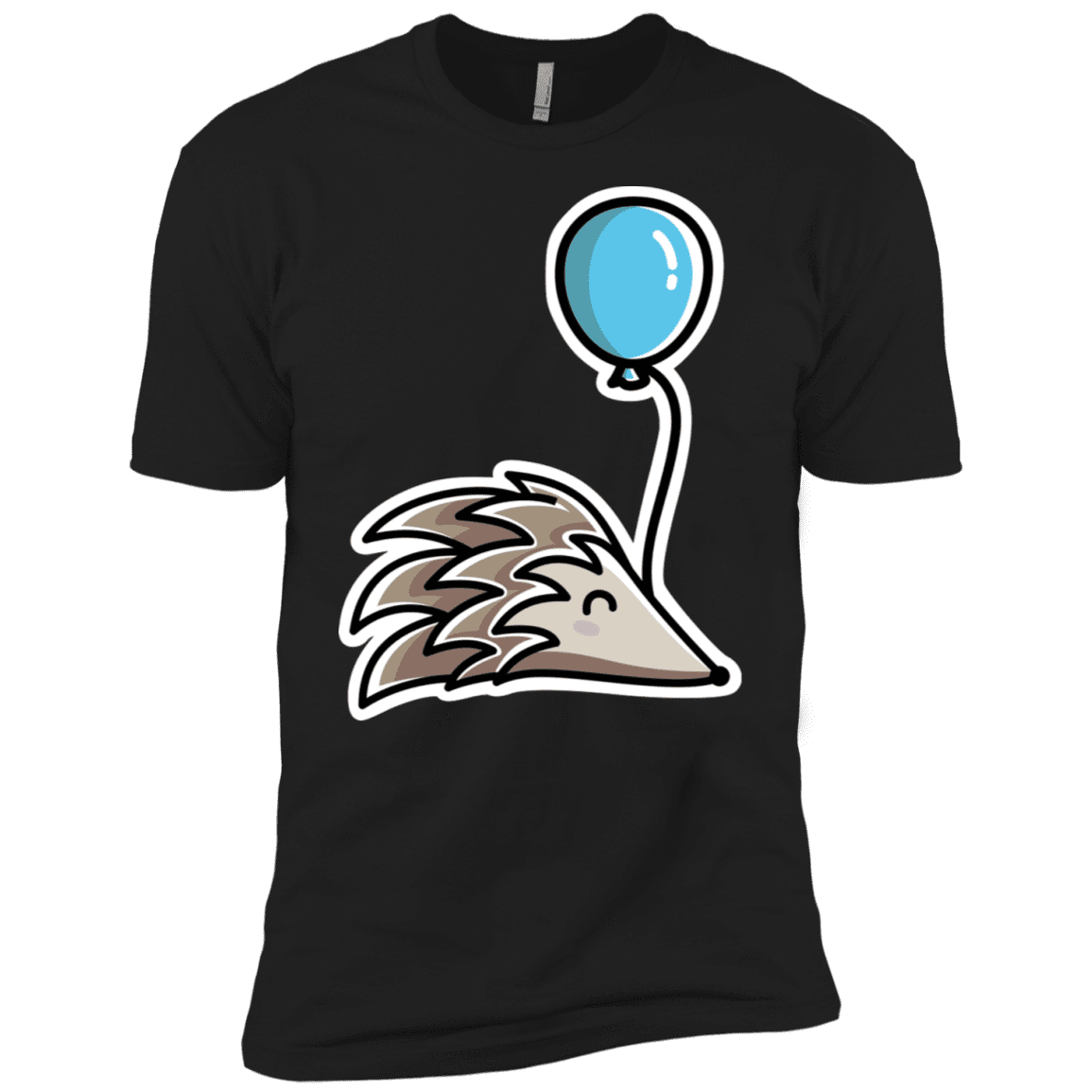 T-Shirts Black / X-Small Kawaii Hedgehog with Balloon Men's Premium T-Shirt
