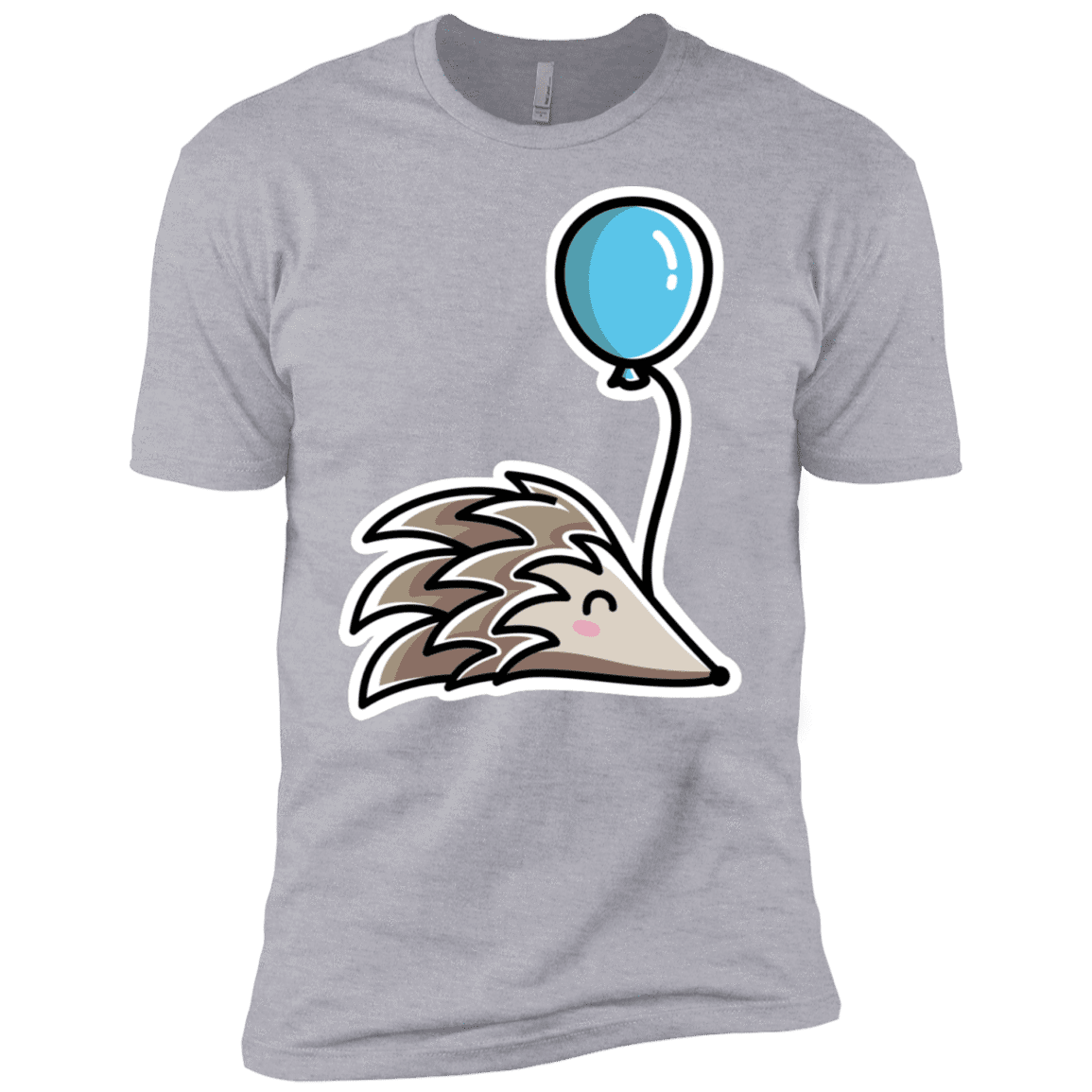 T-Shirts Heather Grey / X-Small Kawaii Hedgehog with Balloon Men's Premium T-Shirt