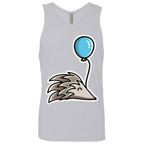 T-Shirts Heather Grey / S Kawaii Hedgehog with Balloon Men's Premium Tank Top