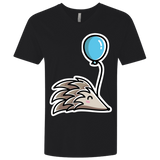 T-Shirts Black / X-Small Kawaii Hedgehog with Balloon Men's Premium V-Neck