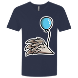 T-Shirts Midnight Navy / X-Small Kawaii Hedgehog with Balloon Men's Premium V-Neck