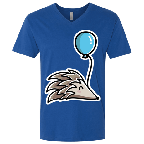 T-Shirts Royal / X-Small Kawaii Hedgehog with Balloon Men's Premium V-Neck