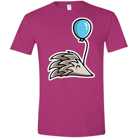 T-Shirts Antique Heliconia / S Kawaii Hedgehog with Balloon Men's Semi-Fitted Softstyle