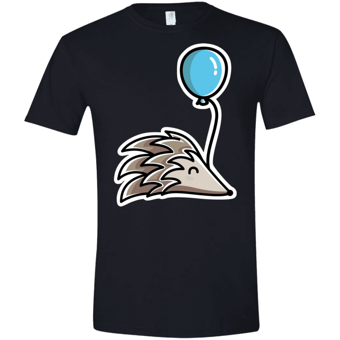 T-Shirts Black / X-Small Kawaii Hedgehog with Balloon Men's Semi-Fitted Softstyle