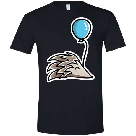 T-Shirts Black / X-Small Kawaii Hedgehog with Balloon Men's Semi-Fitted Softstyle