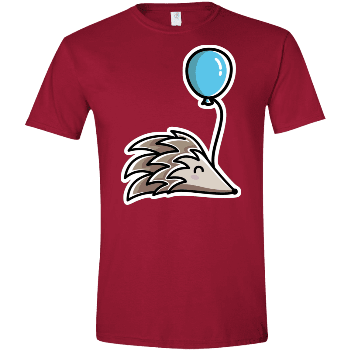 T-Shirts Cardinal Red / S Kawaii Hedgehog with Balloon Men's Semi-Fitted Softstyle