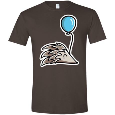 T-Shirts Dark Chocolate / S Kawaii Hedgehog with Balloon Men's Semi-Fitted Softstyle
