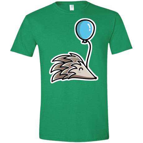 T-Shirts Heather Irish Green / M Kawaii Hedgehog with Balloon Men's Semi-Fitted Softstyle