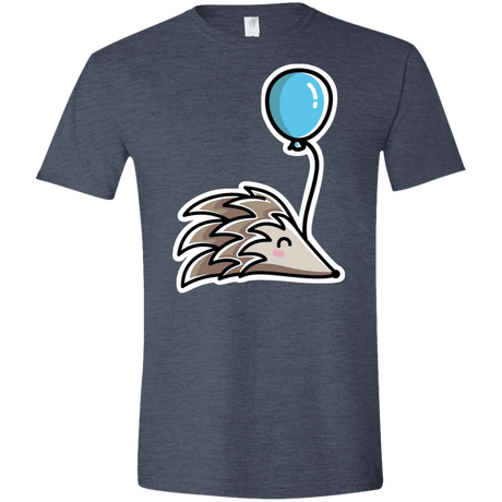 T-Shirts Heather Navy / S Kawaii Hedgehog with Balloon Men's Semi-Fitted Softstyle