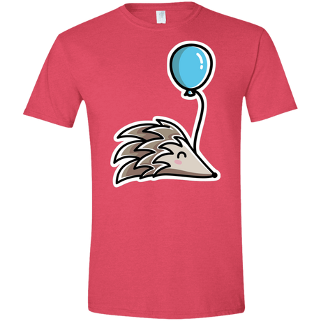 T-Shirts Heather Red / S Kawaii Hedgehog with Balloon Men's Semi-Fitted Softstyle