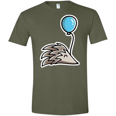 T-Shirts Military Green / S Kawaii Hedgehog with Balloon Men's Semi-Fitted Softstyle