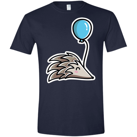 T-Shirts Navy / X-Small Kawaii Hedgehog with Balloon Men's Semi-Fitted Softstyle