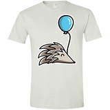 T-Shirts White / X-Small Kawaii Hedgehog with Balloon Men's Semi-Fitted Softstyle
