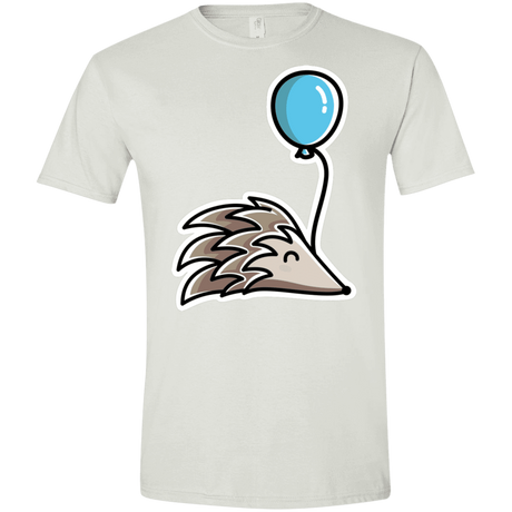 T-Shirts White / X-Small Kawaii Hedgehog with Balloon Men's Semi-Fitted Softstyle