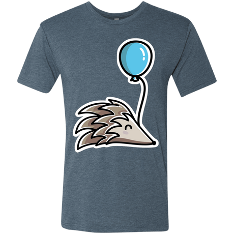 T-Shirts Indigo / S Kawaii Hedgehog with Balloon Men's Triblend T-Shirt