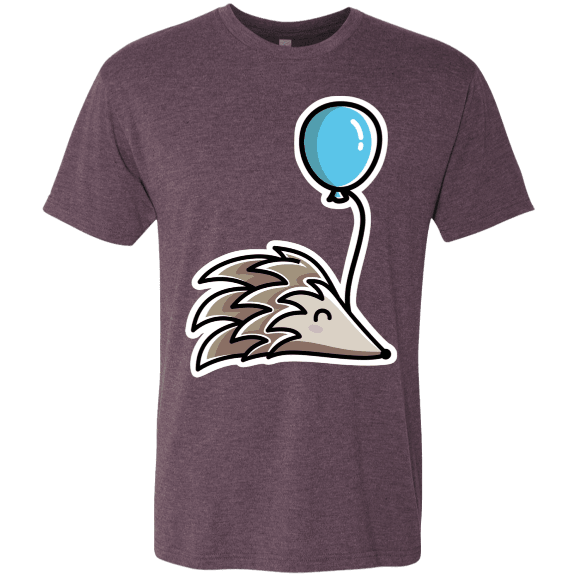 T-Shirts Vintage Purple / S Kawaii Hedgehog with Balloon Men's Triblend T-Shirt