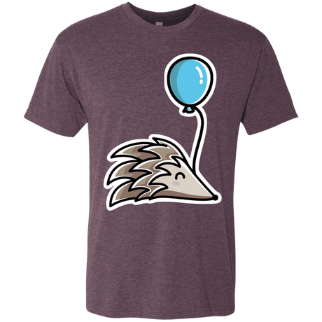 T-Shirts Vintage Purple / S Kawaii Hedgehog with Balloon Men's Triblend T-Shirt