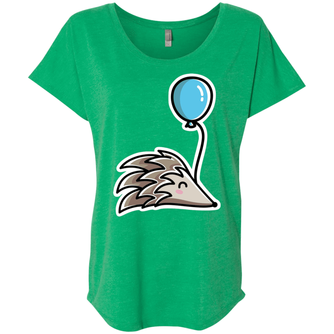 T-Shirts Envy / X-Small Kawaii Hedgehog with Balloon Triblend Dolman Sleeve