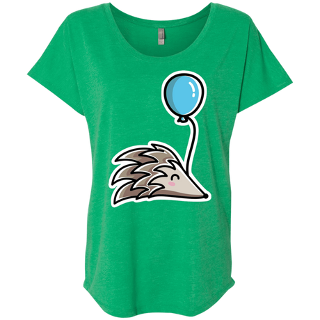 T-Shirts Envy / X-Small Kawaii Hedgehog with Balloon Triblend Dolman Sleeve