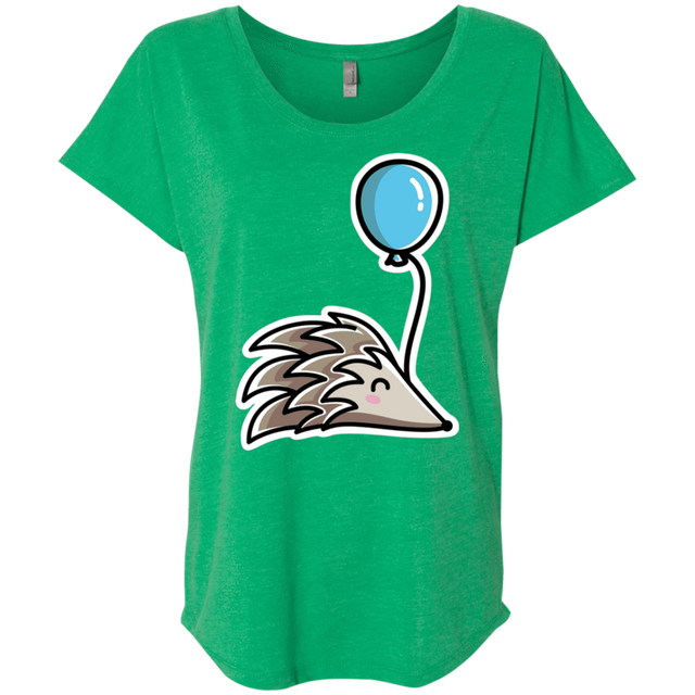 T-Shirts Envy / X-Small Kawaii Hedgehog with Balloon Triblend Dolman Sleeve