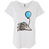 T-Shirts Heather White / X-Small Kawaii Hedgehog with Balloon Triblend Dolman Sleeve