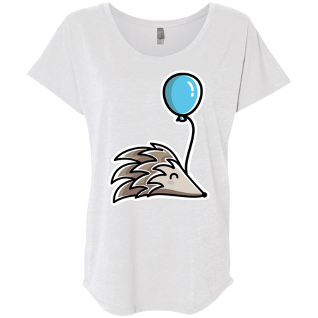 T-Shirts Heather White / X-Small Kawaii Hedgehog with Balloon Triblend Dolman Sleeve