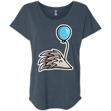 T-Shirts Indigo / X-Small Kawaii Hedgehog with Balloon Triblend Dolman Sleeve