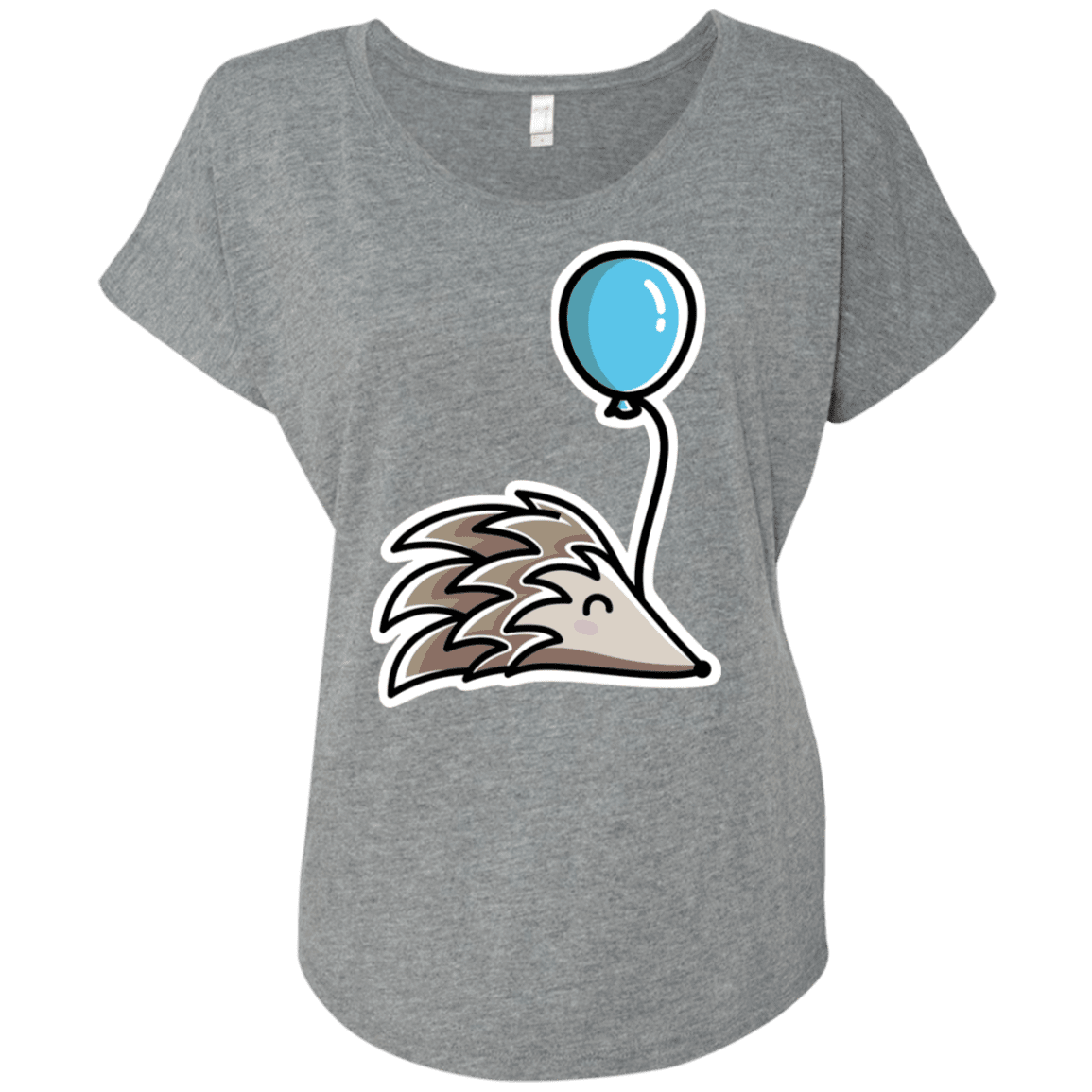 T-Shirts Premium Heather / X-Small Kawaii Hedgehog with Balloon Triblend Dolman Sleeve
