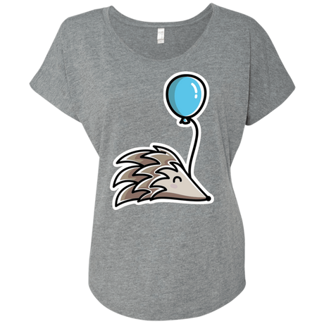 T-Shirts Premium Heather / X-Small Kawaii Hedgehog with Balloon Triblend Dolman Sleeve