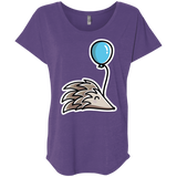T-Shirts Purple Rush / X-Small Kawaii Hedgehog with Balloon Triblend Dolman Sleeve