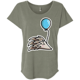 T-Shirts Venetian Grey / X-Small Kawaii Hedgehog with Balloon Triblend Dolman Sleeve